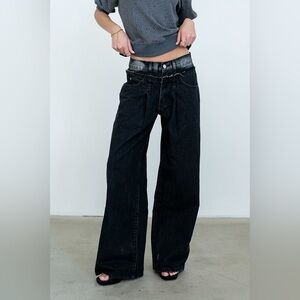 Bohme Arabella Wide Leg Jeans in Washed Black